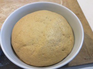 White whole wheat rising in bowl