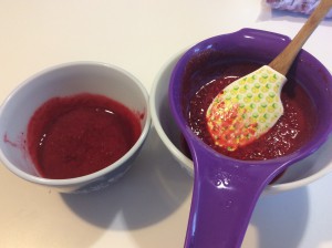Squeezing the puree from the berries