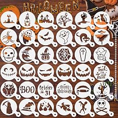 Halloween cookie and cupcake stencil set with pumpkin and bat designs