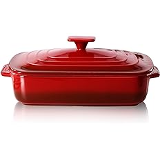 Ceramic Casserole with Lid, Red