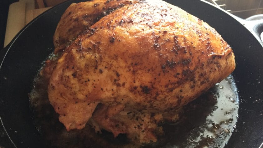 Roasted Turkey Breast Three Ways in cast iron skillet