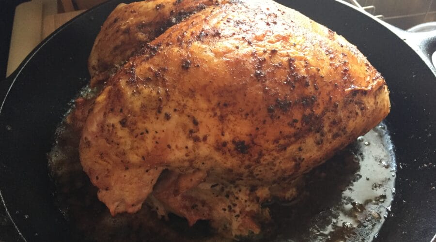 Roasted Turkey Breast Three Ways in cast iron skillet