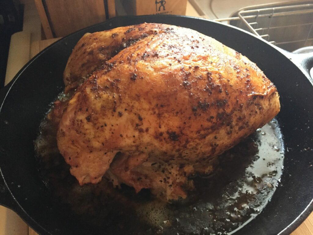 Roasted Turkey Breast Three Ways in cast iron skillet