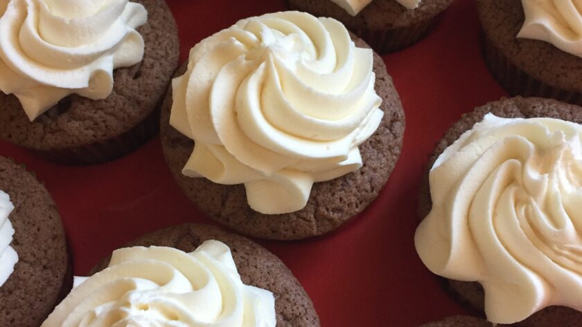 Double Chocolate Cupcakes with White Chocolate Buttercream
