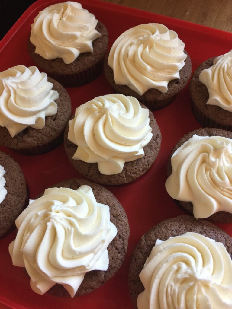 Double Chocolate Cupcakes with White Chocolate Buttercream