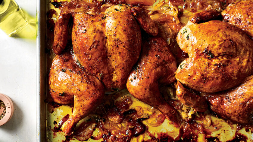 Spatchcock French Onion Baked Chicken