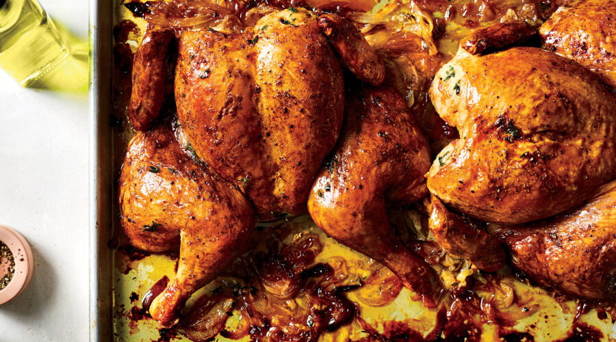 Spatchcock French Onion Baked Chicken