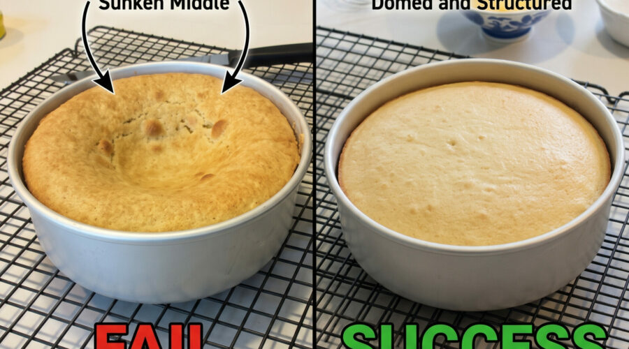Two cakes displaying what high-altitude baking adjustments can do.