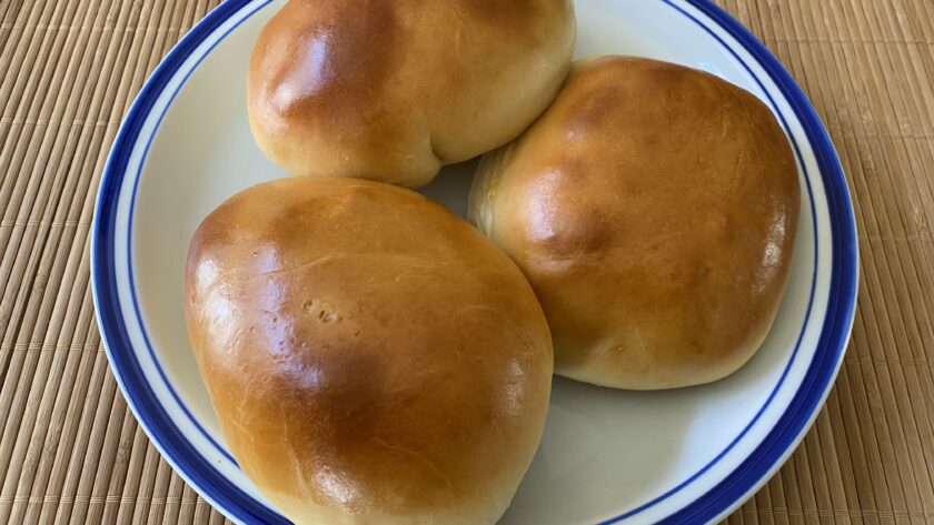 Kansas Bierocks Recipe 3 bierocks on a plate