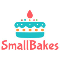 SmallBakes logo, a colorful cake with SmallBakes wording