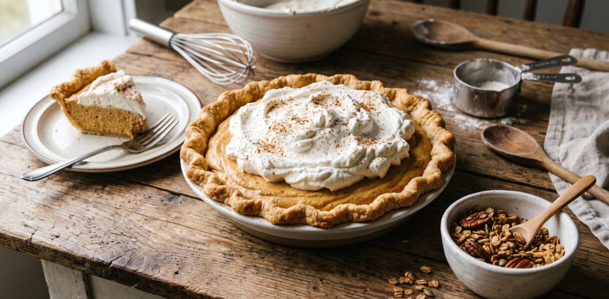 Pumpkin Mousse Pie in a country setting