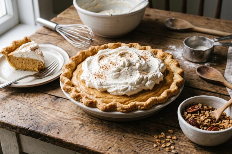 Pumpkin Mousse Pie in a country setting