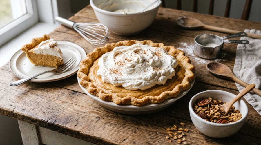 Pumpkin Mousse Pie in a country setting