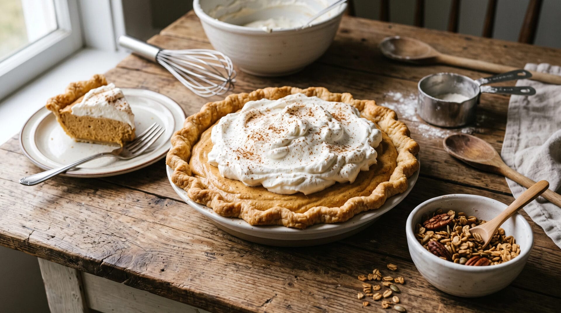 Pumpkin Mousse Pie in a country setting