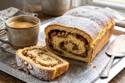 Brioche Breakfast Loaf on a serving tray