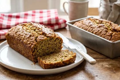 zucchini bread recipe on a serving plate