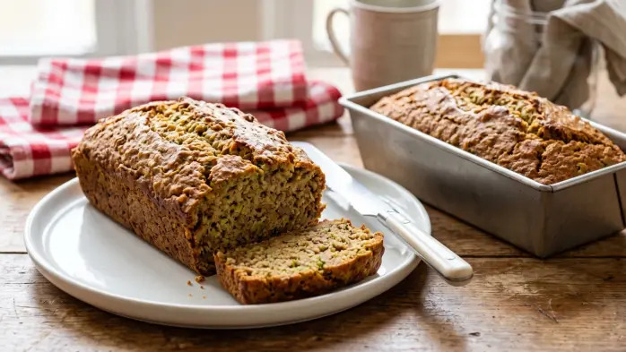 zucchini bread recipe on a serving plate